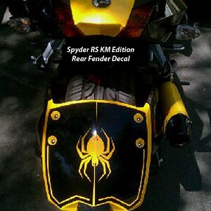 Spyder RS KM Edition Rear Fender graphic kit. This matches our KM Edition trunk insert kit.  Contact us for yours..814-838-6377