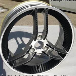 RS/GS 14" 3 spoke Wheel decal kit. Produced in carbon fiber film.  Order 814-838-6377