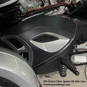 Spyder RS/RSS/GS/ST Carbon Fiber side case pre-cut decal kit in 3M carbon fiber.