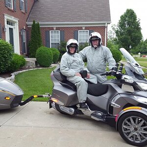 Ready for a rain run home. Last day of Natchez Trace trip in May 2017.