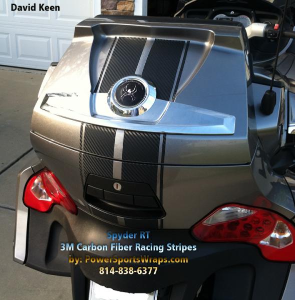 3M carbon fiber  Sergeb RT Rear bag racing stripes. 814-838-6377