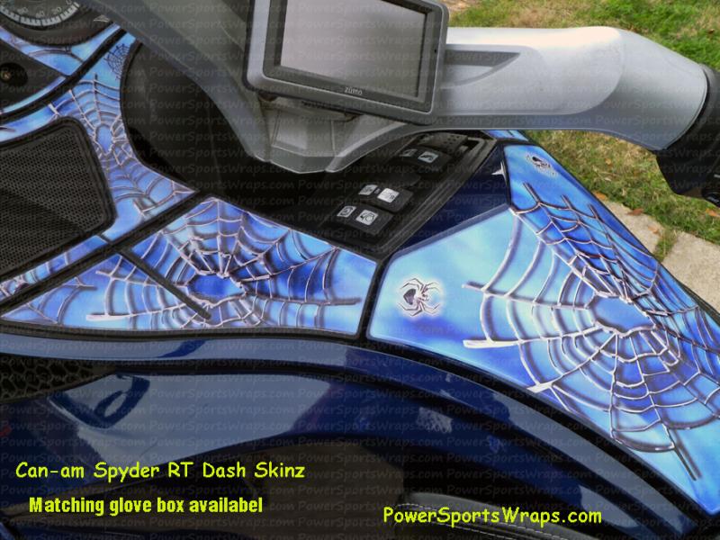 Accent the dash of your Can-am SPyder RT or RTS with our Dash skinz kit. 12 pieces + glove box is available.