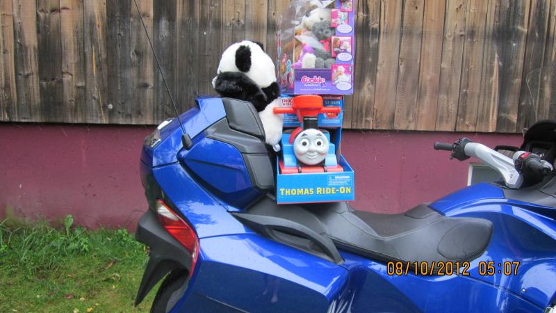 Can Am Spyder 2012           with toys going to Toy Run in August 2012.   013