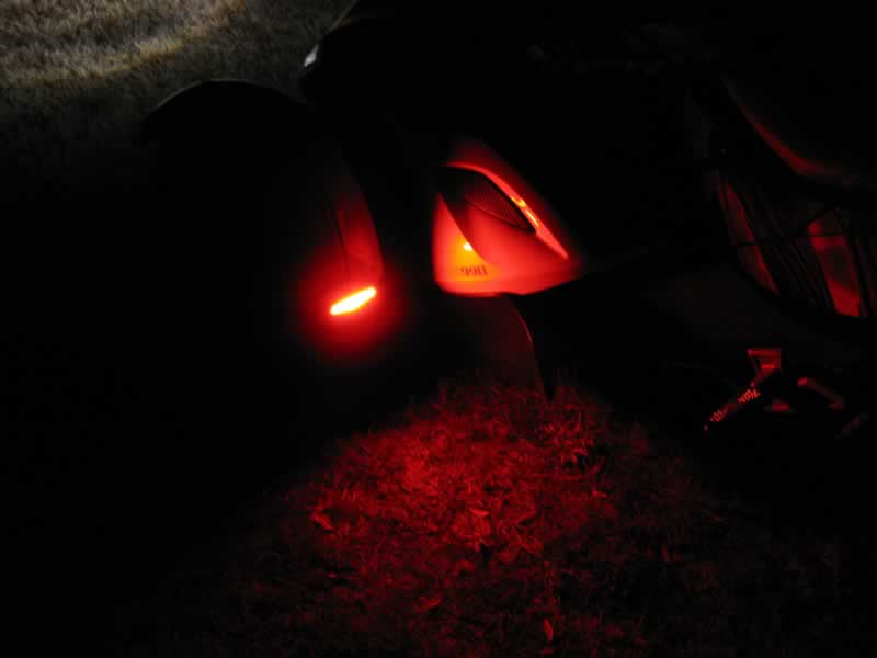Close up of left mud flap light