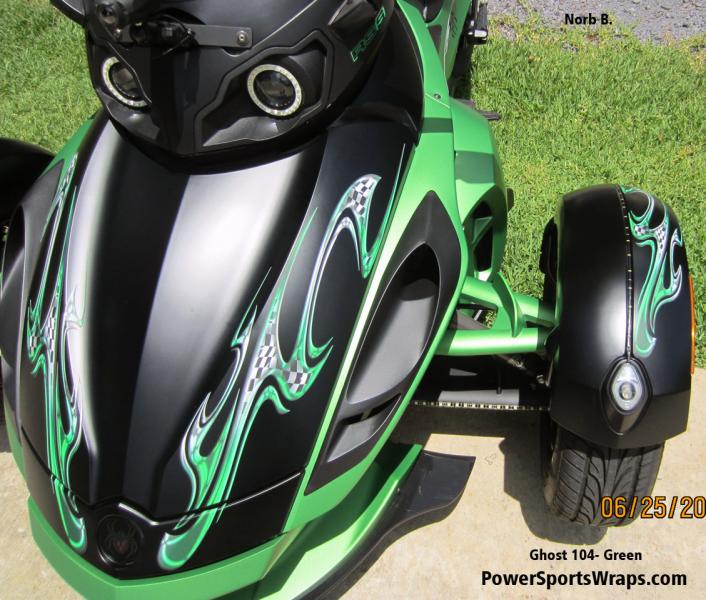Ghost 104 design is available in many different color combinations. Contact us for available colors & more design styles for your Spyder. Email: pete@