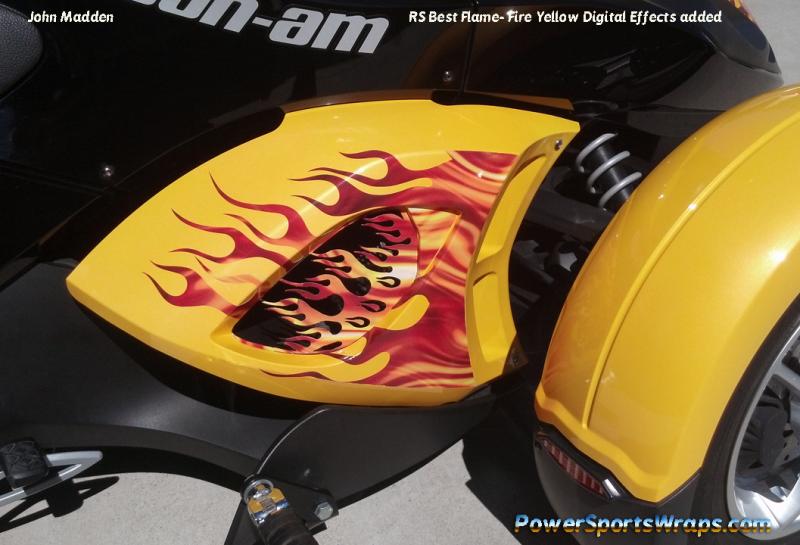 John did a great job incorporating the flames we provided on the side case of the bike.  Very clever how he put the small flames on the inside of the 