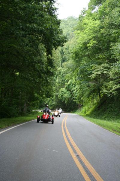 Over the shoulder shot of our gang heading up to Deals Gap.