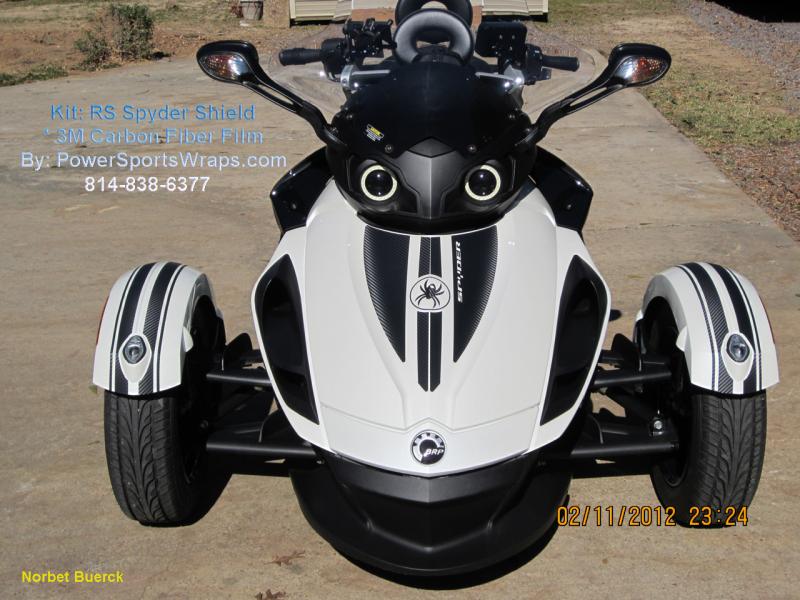 RS Spyder Shield w  fender kit.. what a classy combo & it's available for RT & RS models. Contact us to order: Powersportswraps.com  814-838-6377