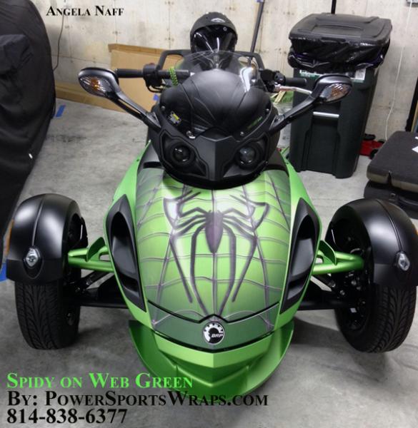 Spidy on web green by: PowerSportsWraps.com
814-838-6377