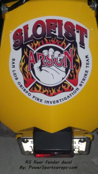 Spyder RS  Custom decal for rear fender