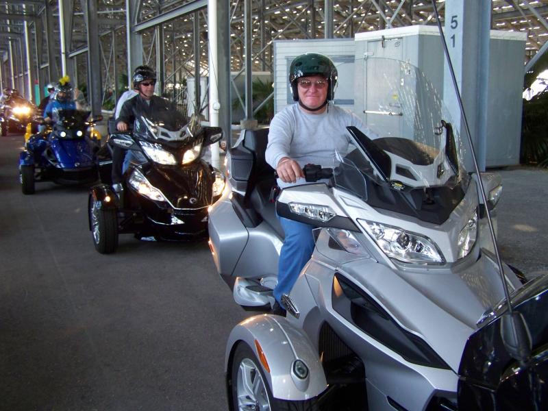 Waiting to take a ride around the Daytona Racetrack, compliments of BRP during 2011 Bikefest.